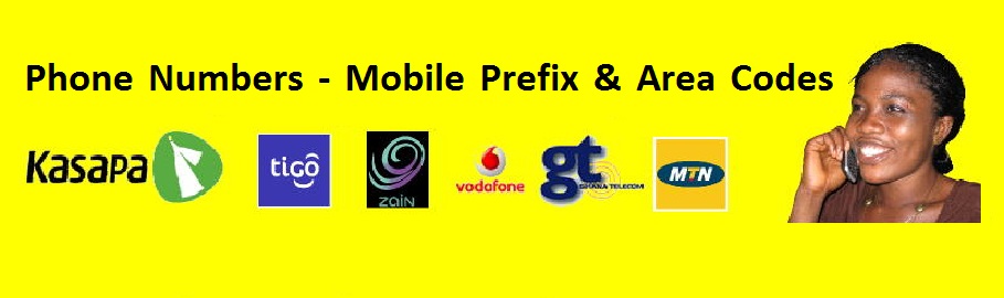 Phone numbers - mobile prefix & area codes - Ghana-Net.com
