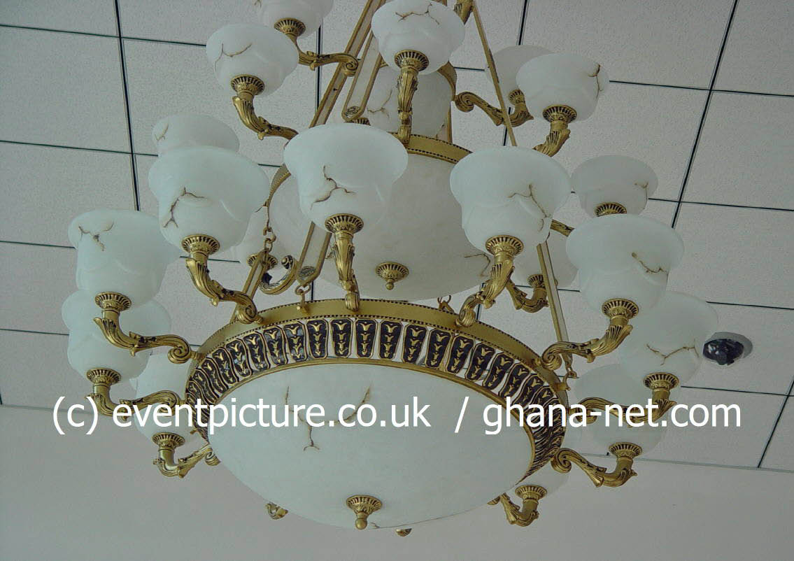 Ceiling lighting inside the Ministry of Defence building in Accra