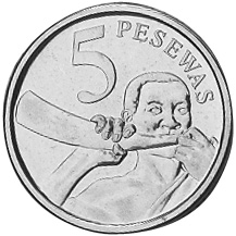 5 Pesewa, coin, Ghana, money